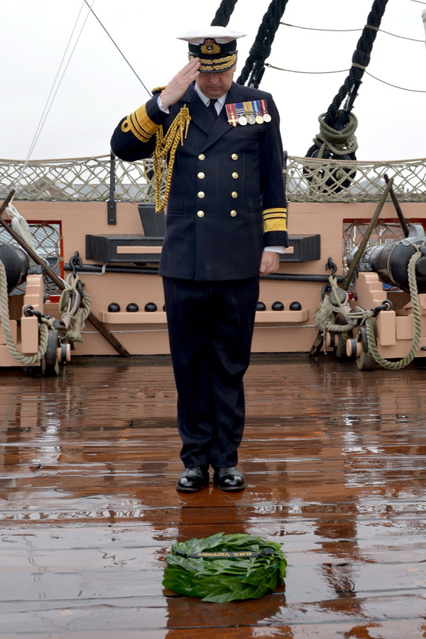 Trafalgar Day commemorated on board HMS Victory Royal Navy